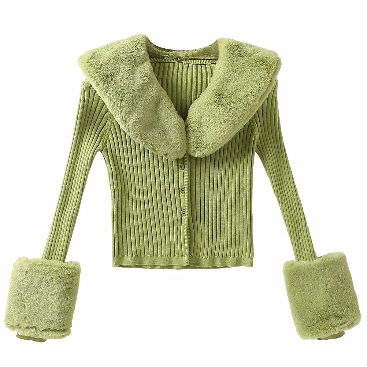 Aiertu joker costume female outfit INS Vintage Sweater Cardigan Women's Autumn Fashion Detachable Fur Collar Single-Breasted Short Knitted Top