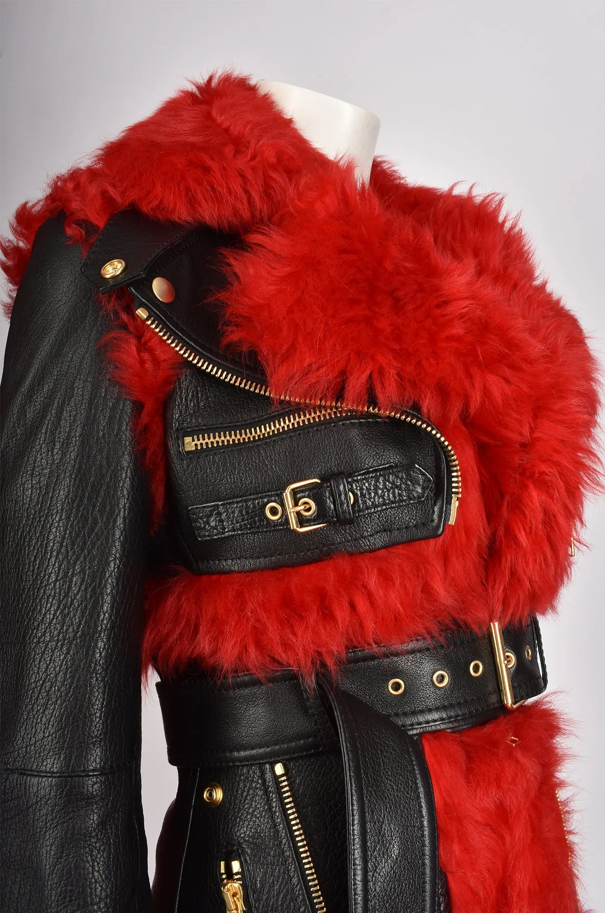 ALEXANDER MCQUEEN FUR AND LEATHER COAT
