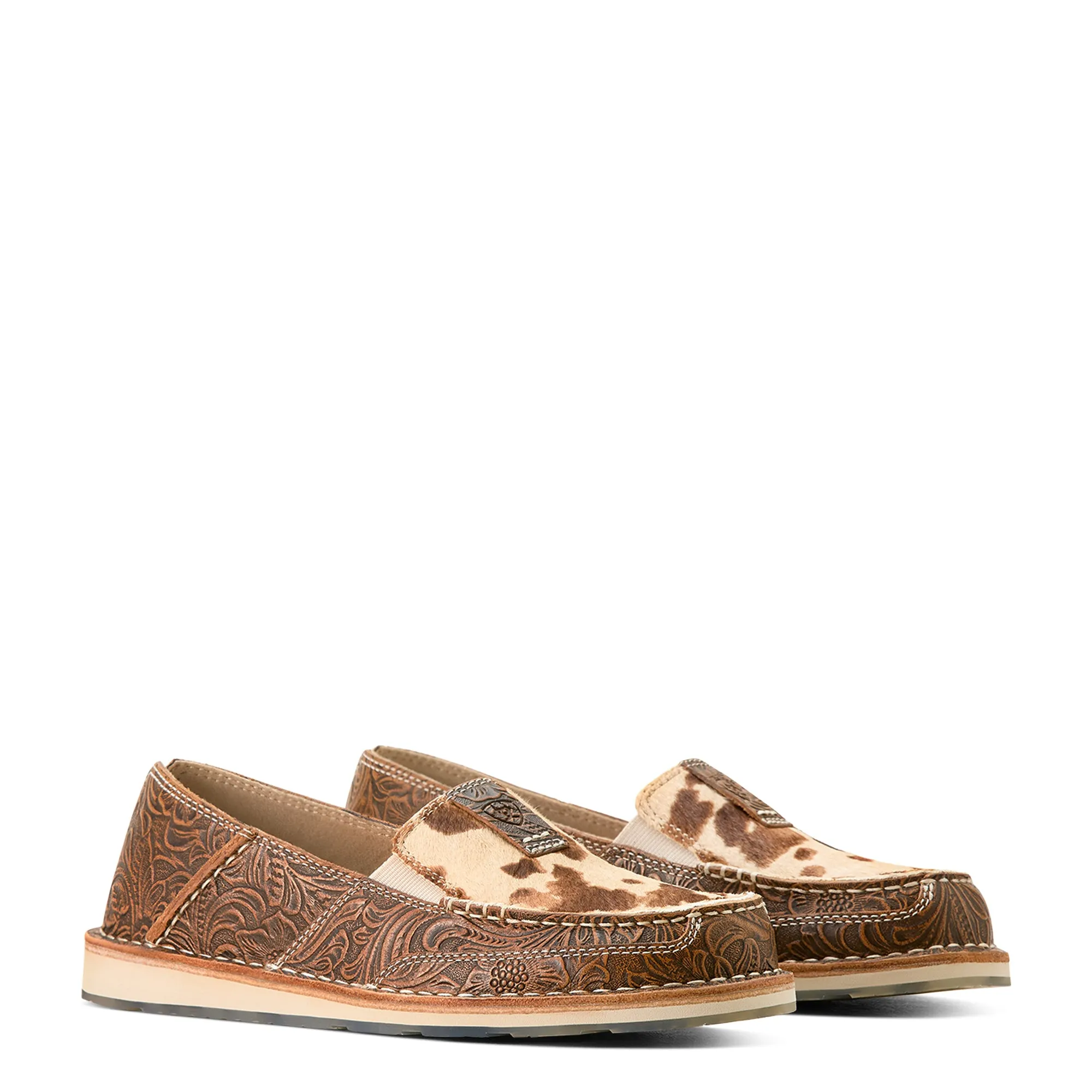 Ariat Cruiser Slip On Shoe [Tan Floral Emboss Brindle Hair on Hide]