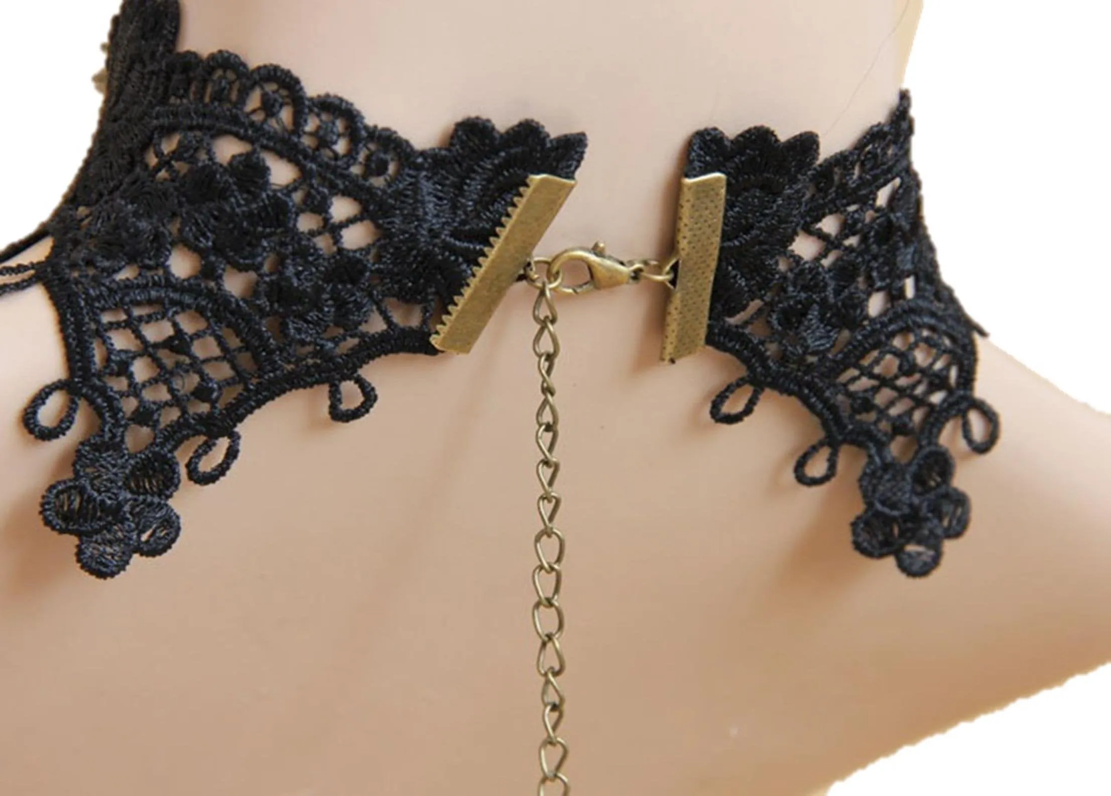 Arras Creations Trendy Victorian Gothic Lace Fur Choker Necklace for Women / AZVGNEA04