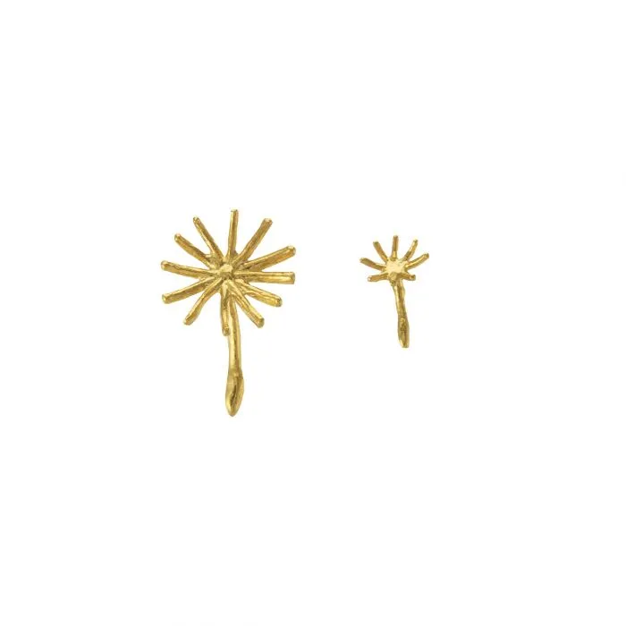 Asymmetric Dandelion Fluff Stud Earrings - Gold - Alex Monroe