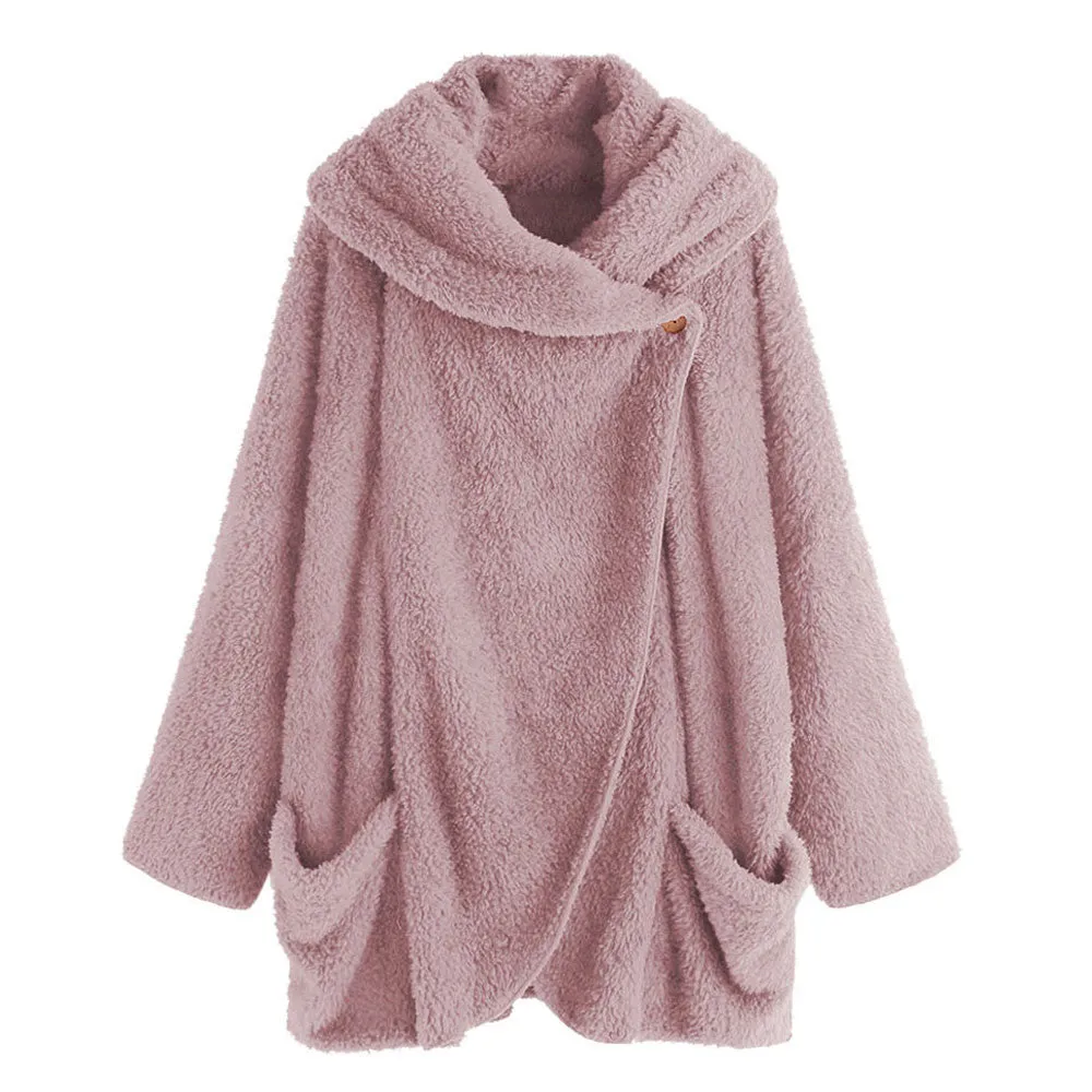 Autumn Pullover Soft Plush Button Top Single-breasted Coat