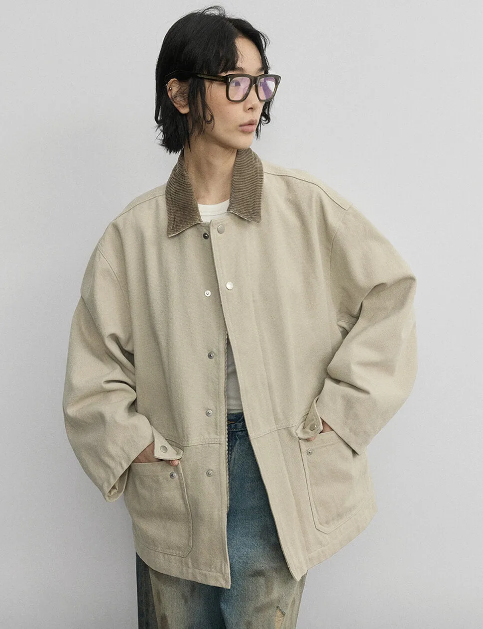 Beige Oversized Barbour Jacket-PREORDER