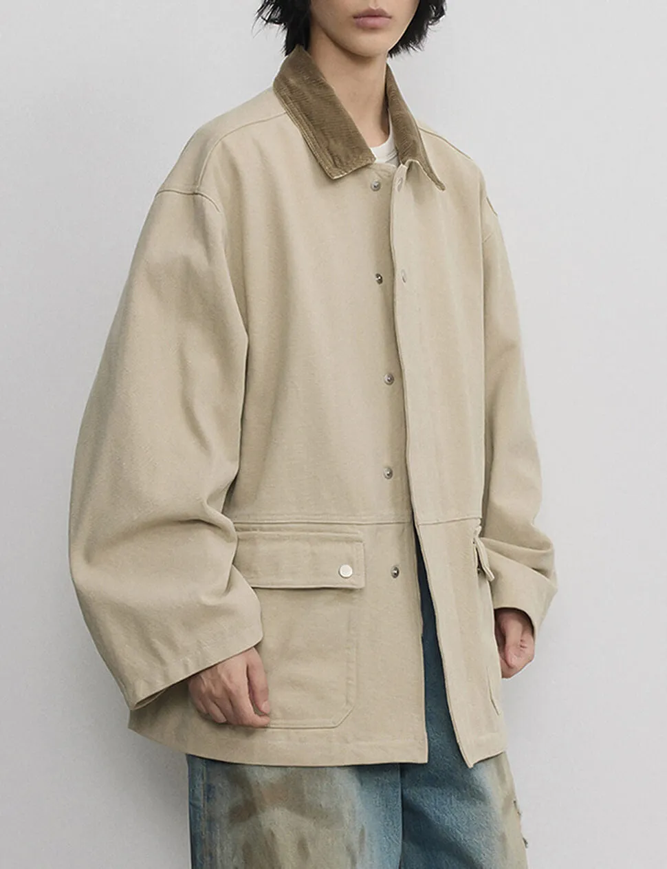 Beige Oversized Barbour Jacket-PREORDER