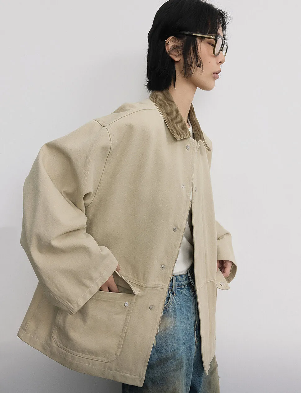 Beige Oversized Barbour Jacket-PREORDER