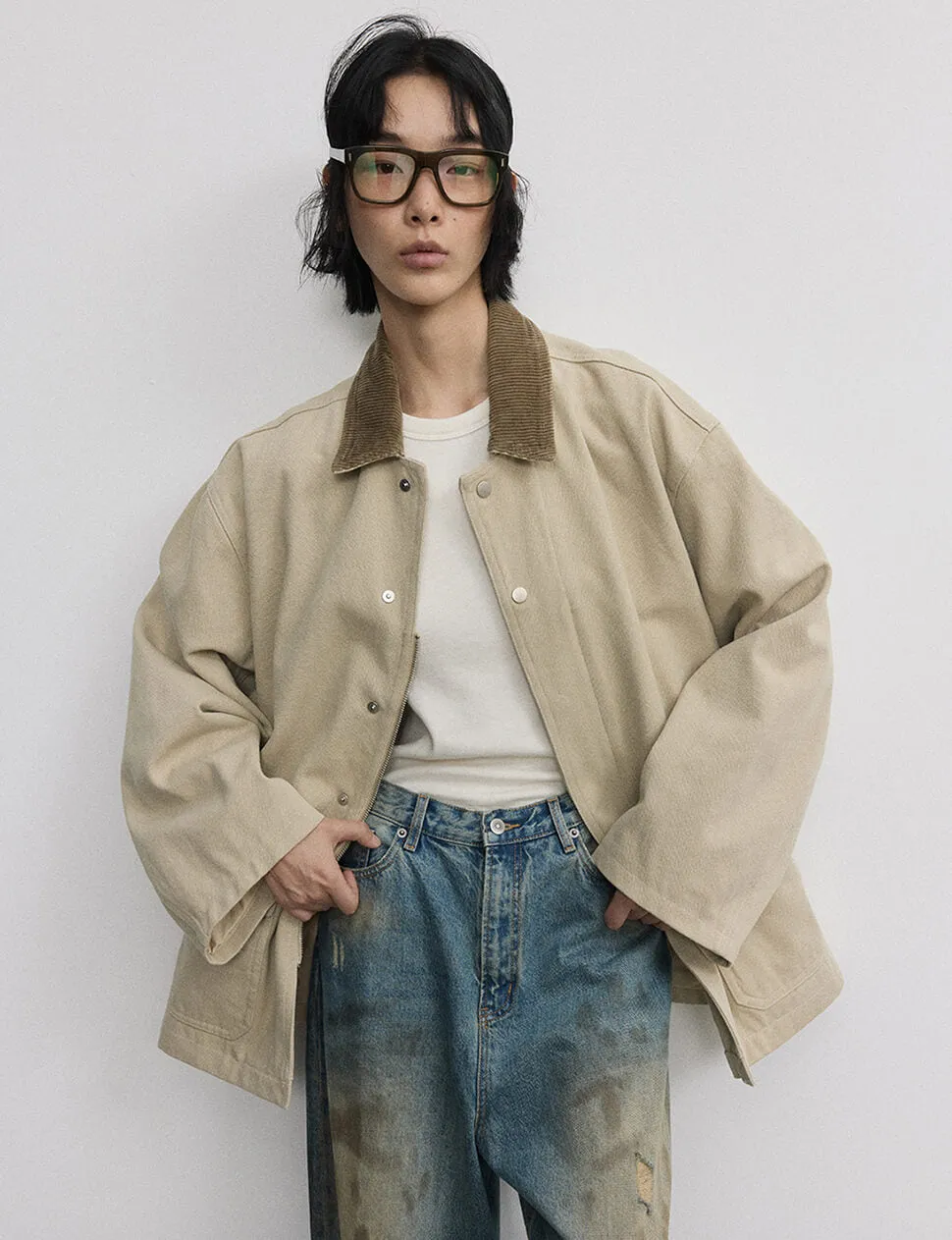 Beige Oversized Barbour Jacket-PREORDER