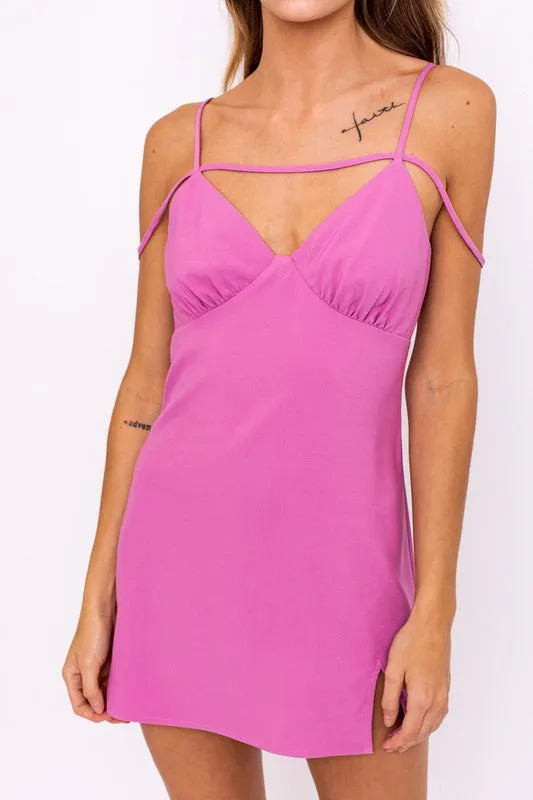 Bohemian Strap Detail Mini Tank Slip Dress
