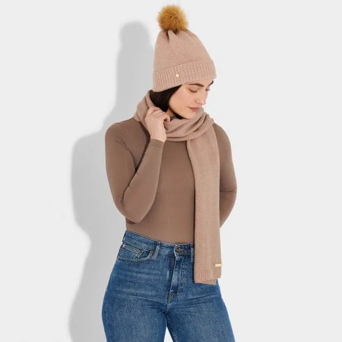 Boxed Fine Knitted Dusty Pink Hat & Scarf Set KLS546