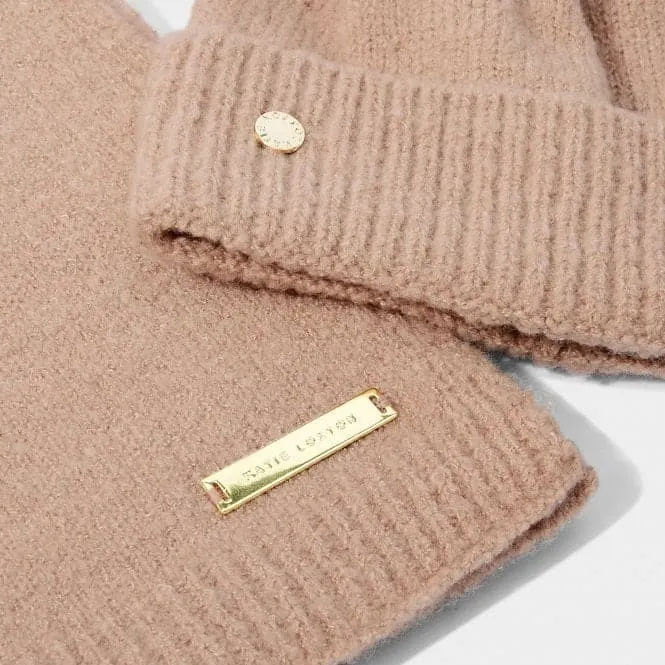 Boxed Fine Knitted Dusty Pink Hat & Scarf Set KLS546