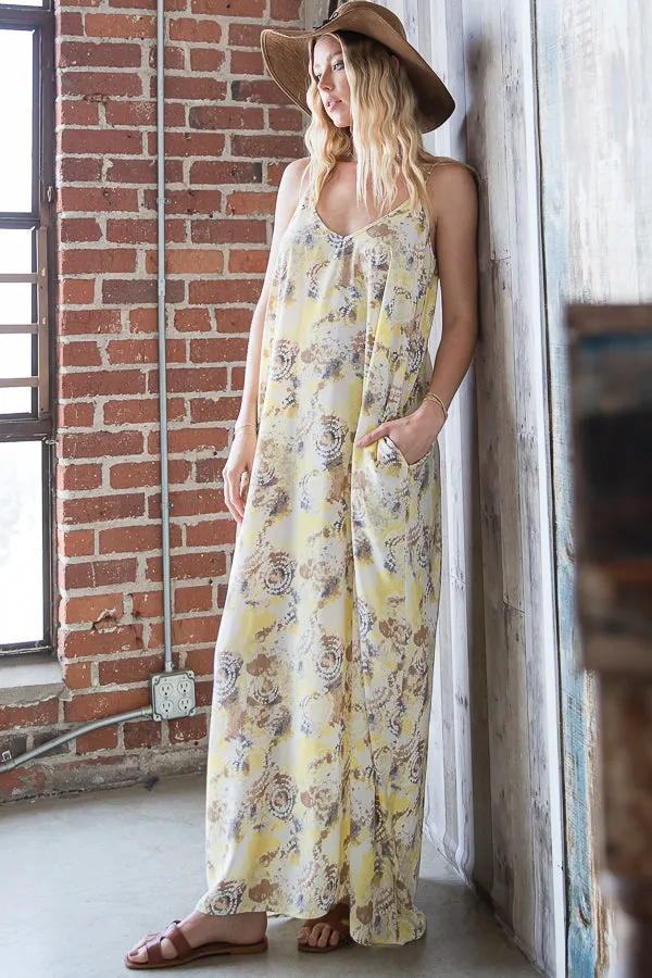 Bucketlist Tie Dye Print Flowing Maxi Slip Dress
