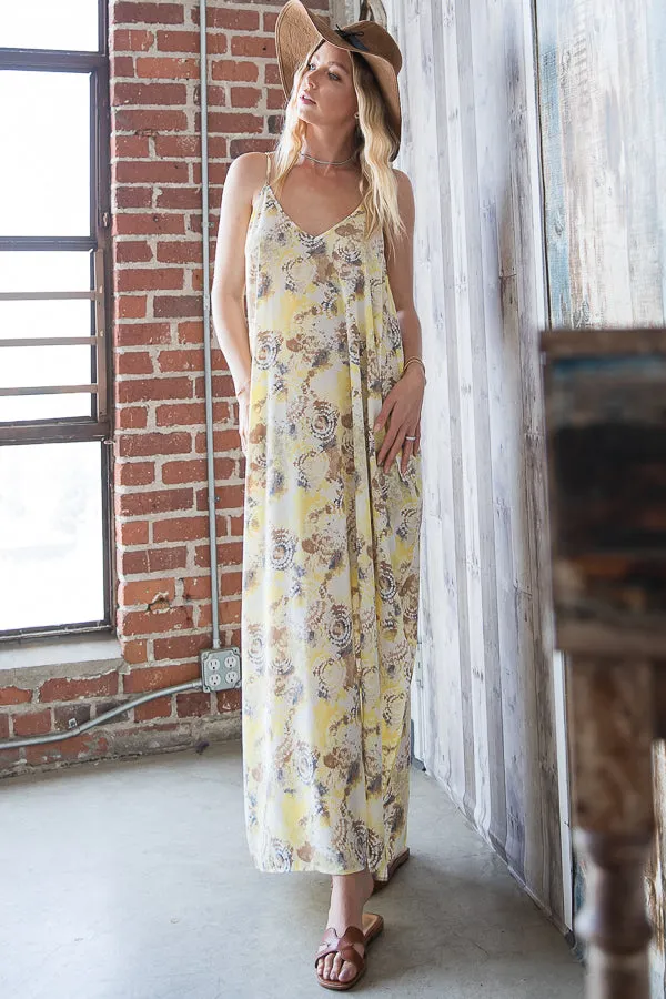 Bucketlist Tie Dye Print Flowing Maxi Slip Dress