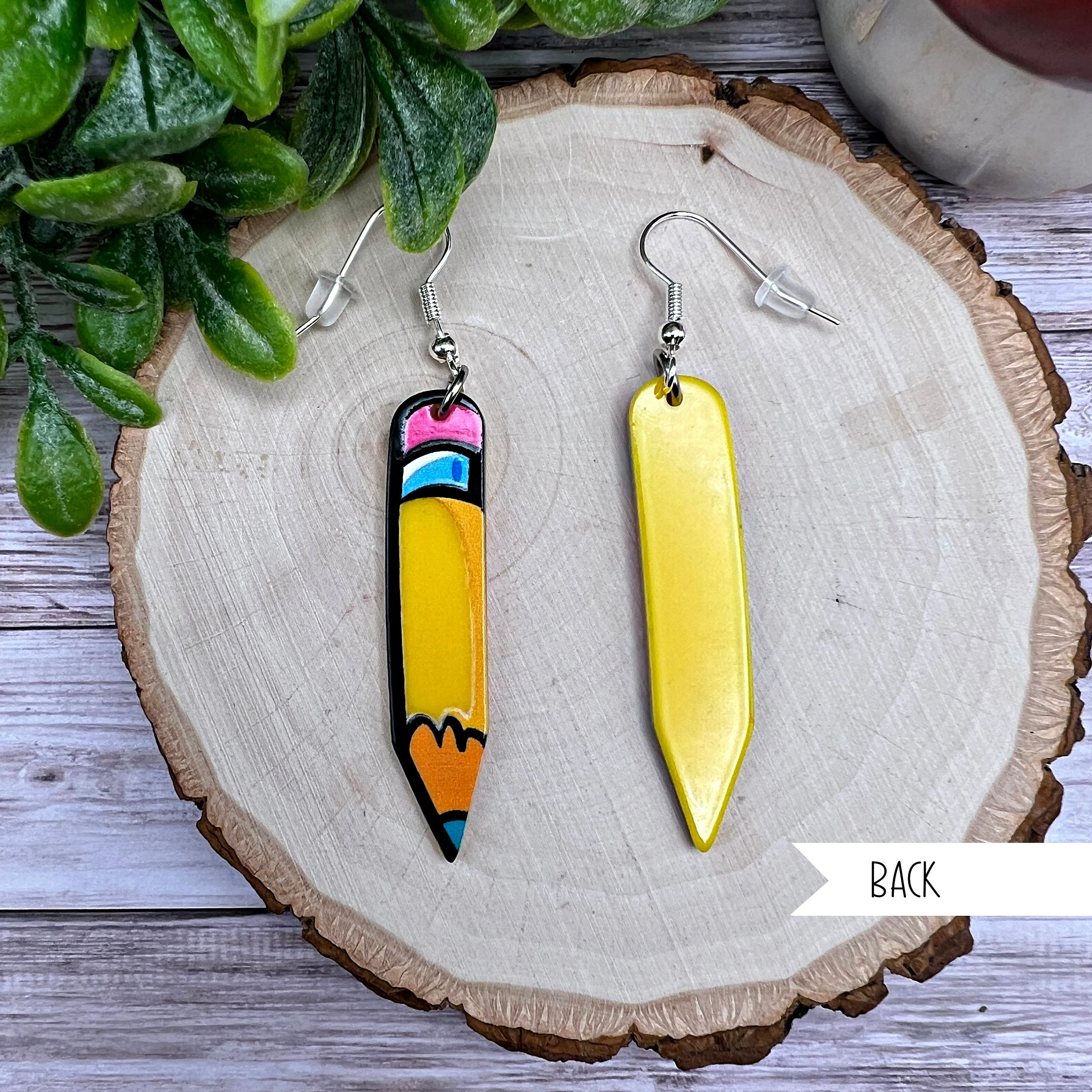 Cartoon Doodle Pencil Acrylic Art Earrings