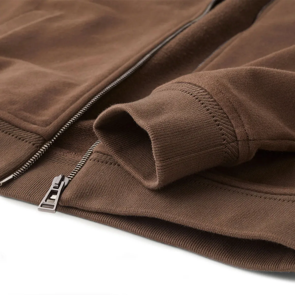 Clay Brown Full-Zip Cotton Fleece Sweatshirt
