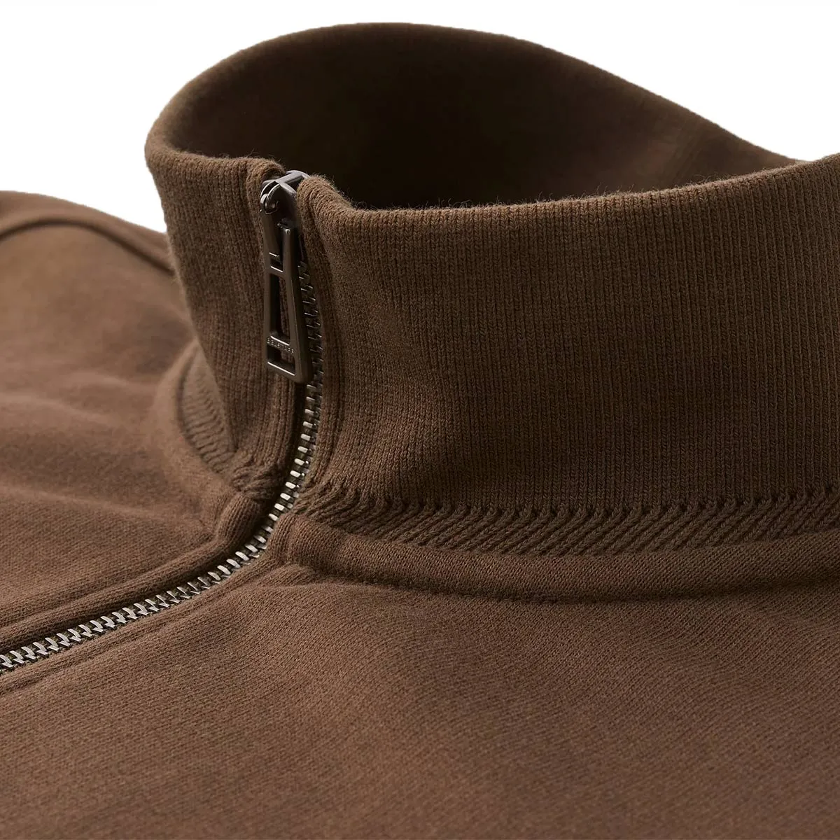 Clay Brown Full-Zip Cotton Fleece Sweatshirt