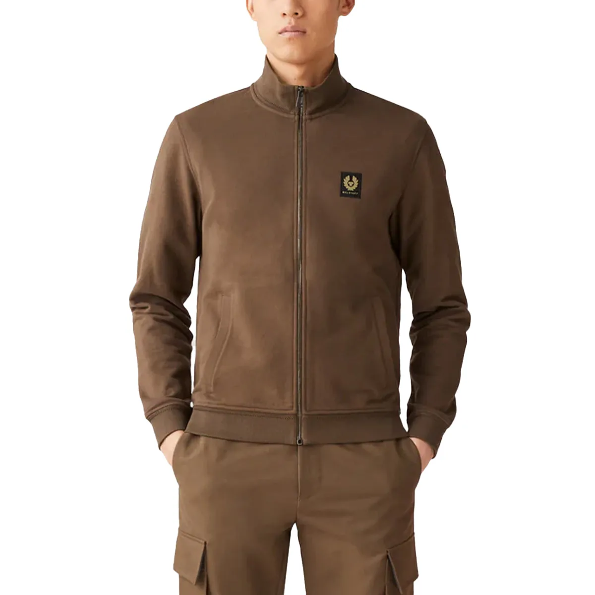 Clay Brown Full-Zip Cotton Fleece Sweatshirt