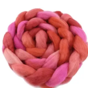 Corriedale Wool Sliver Hand Dyed Pink and Orange Mix 12408