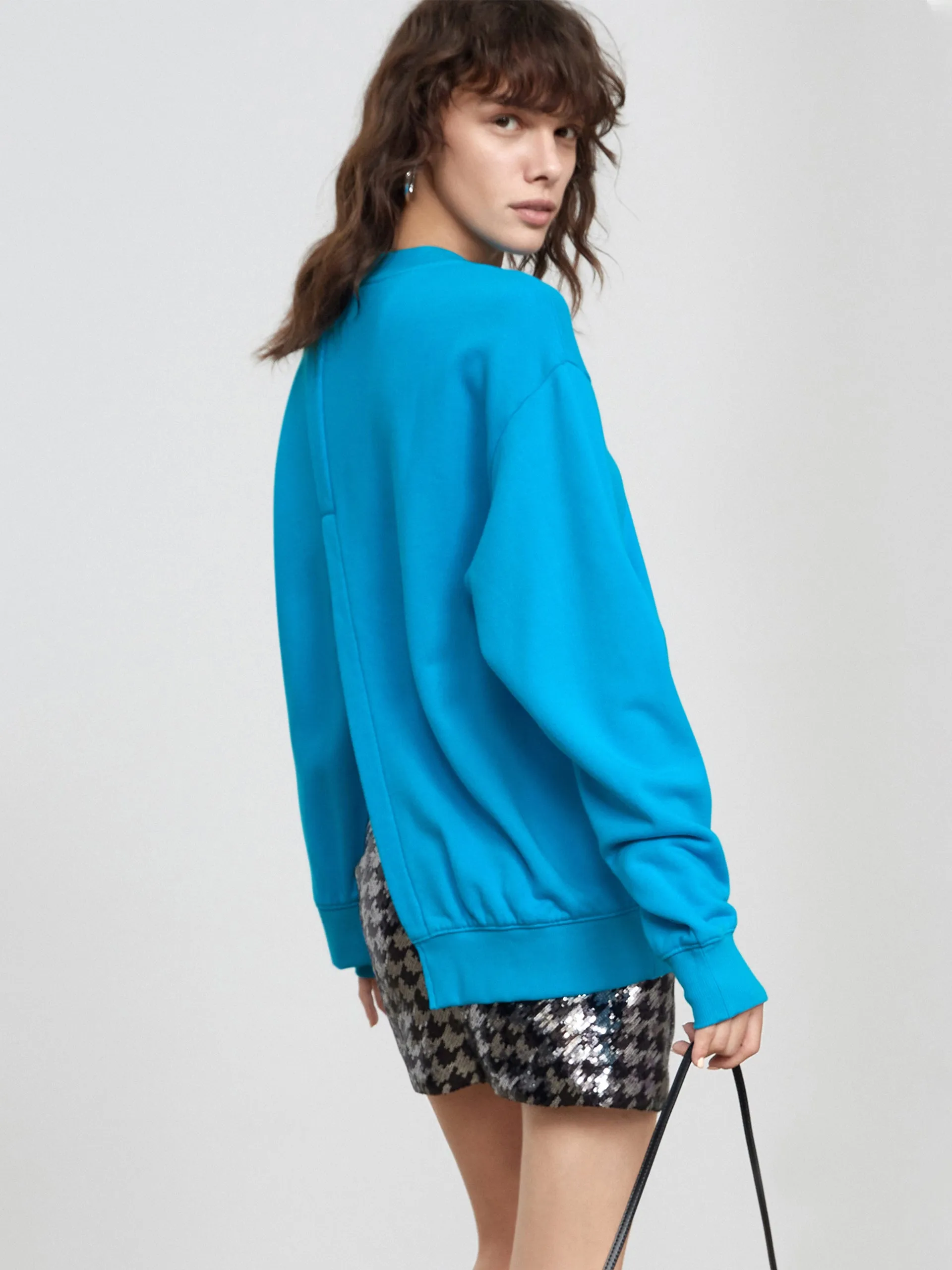 Cut Back Slit Cotton Sweatshirt
