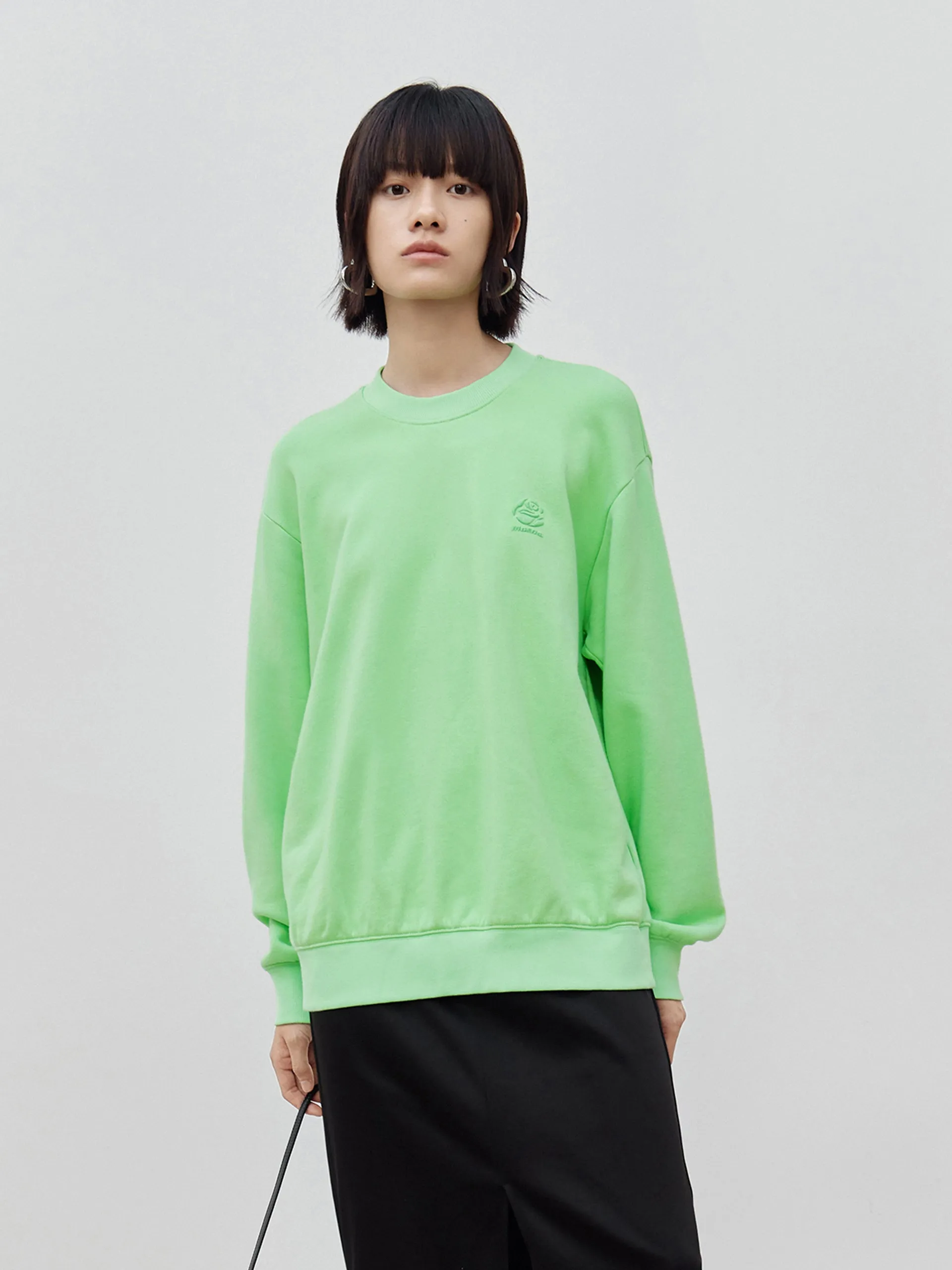 Cut Back Slit Cotton Sweatshirt