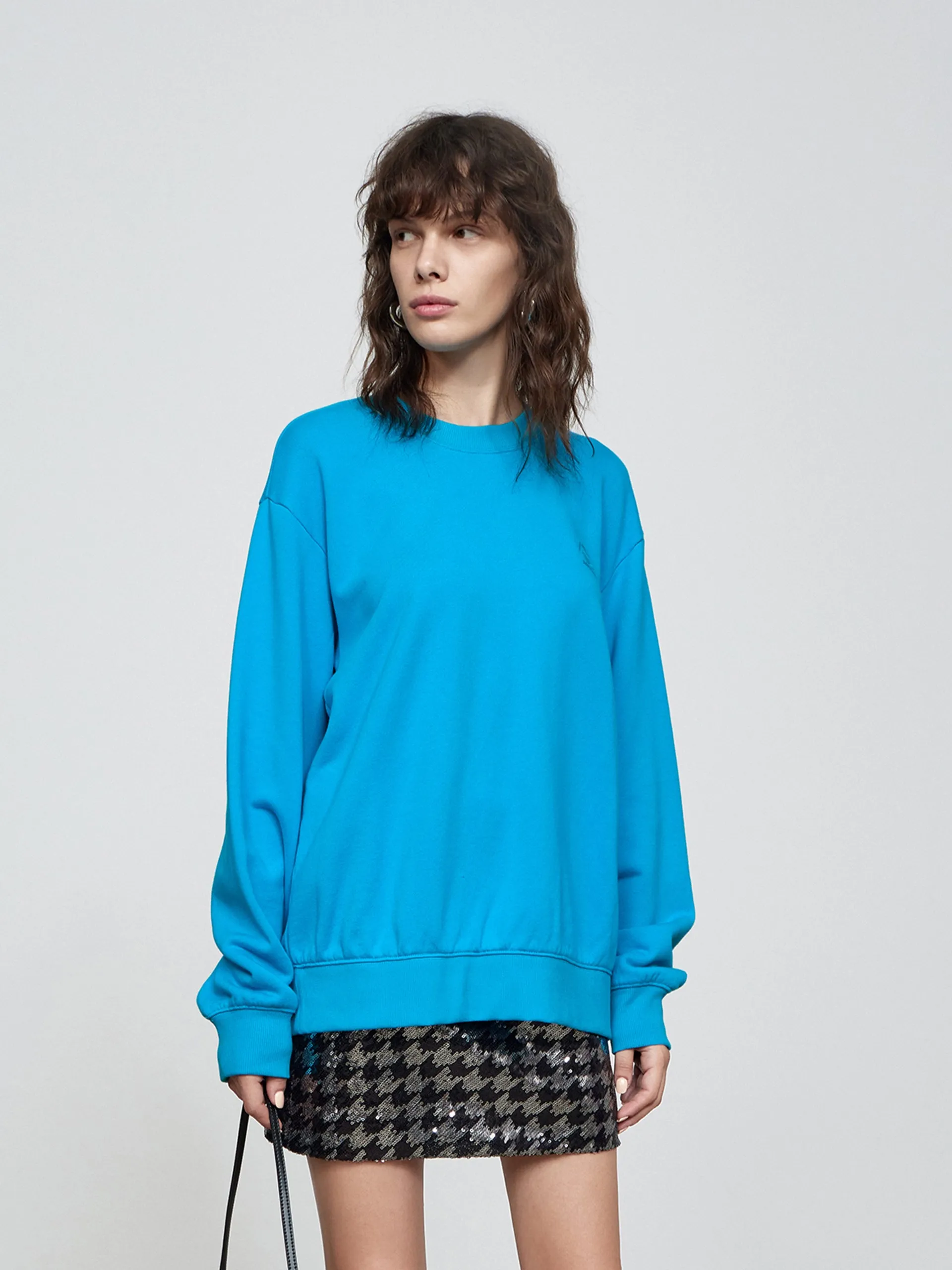 Cut Back Slit Cotton Sweatshirt