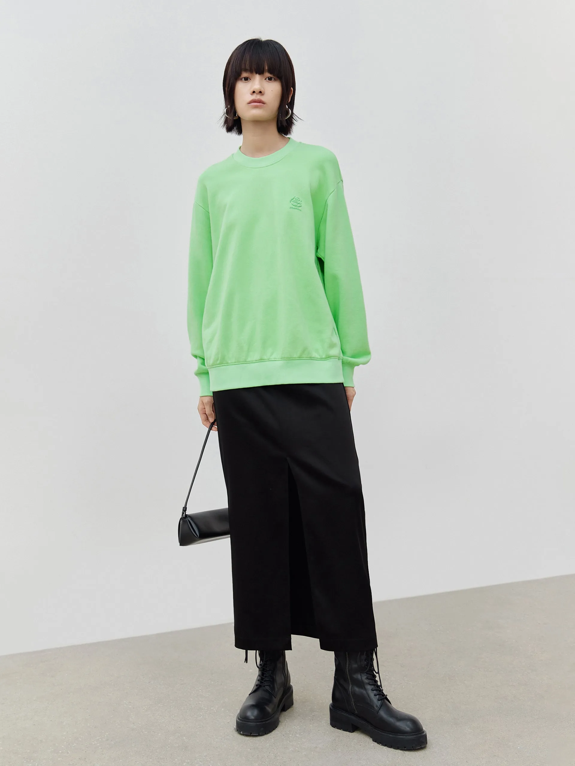 Cut Back Slit Cotton Sweatshirt