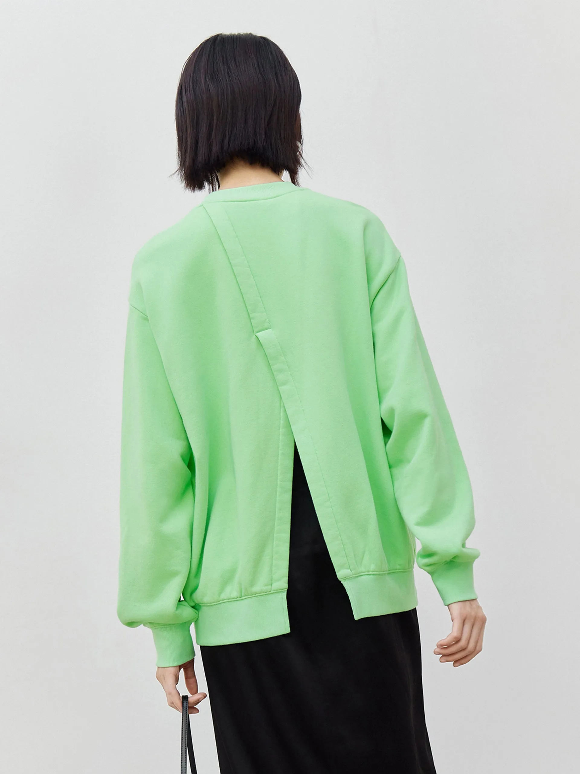 Cut Back Slit Cotton Sweatshirt