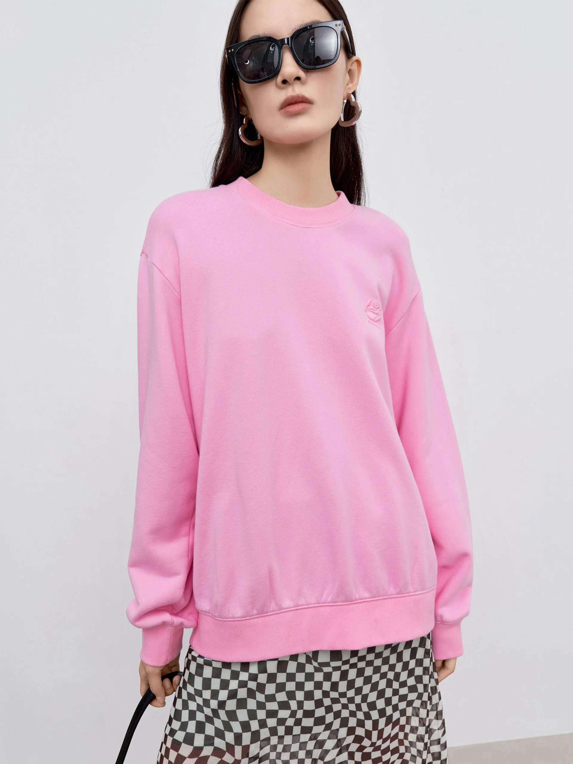 Cut Back Slit Cotton Sweatshirt