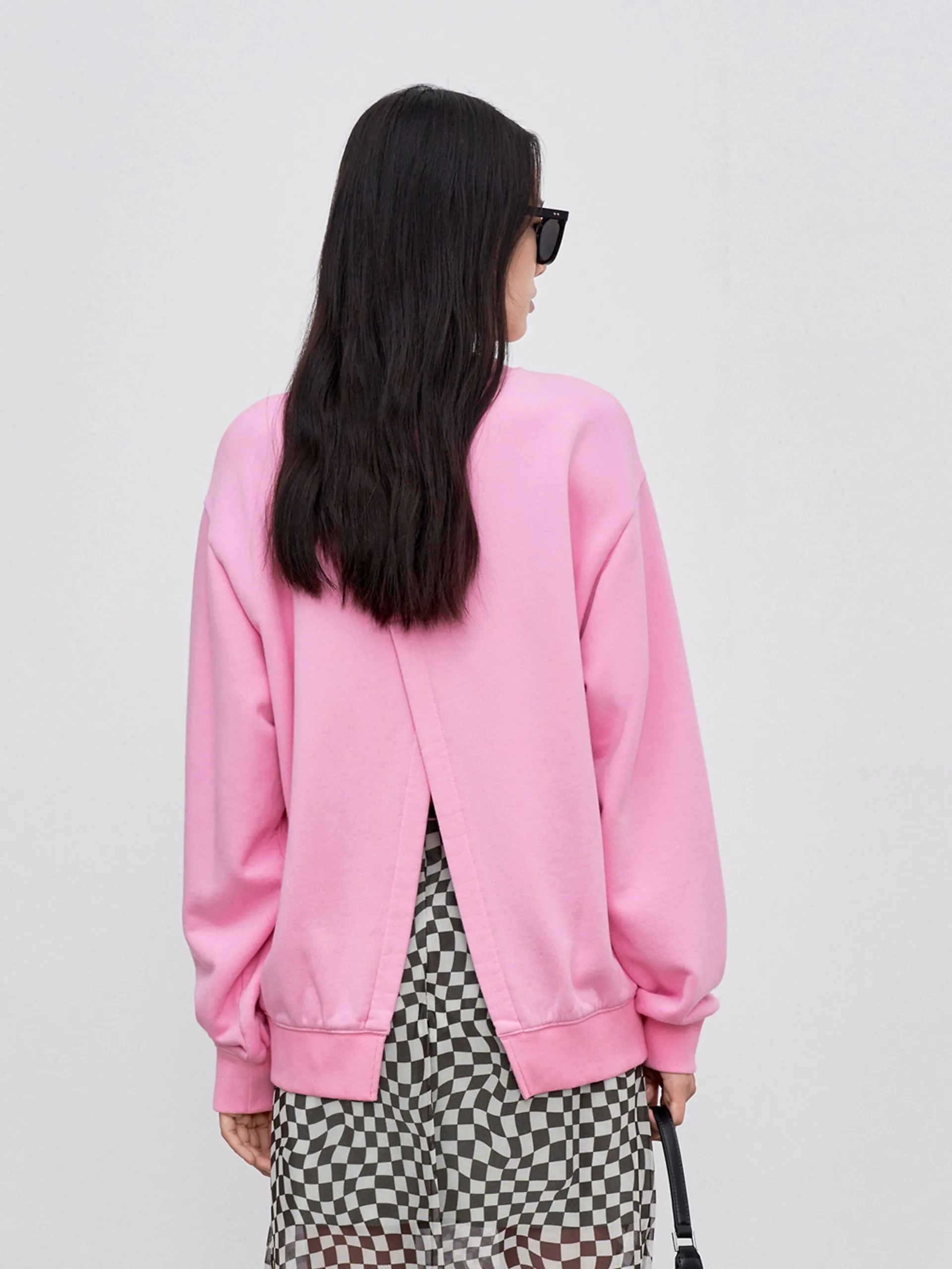 Cut Back Slit Cotton Sweatshirt
