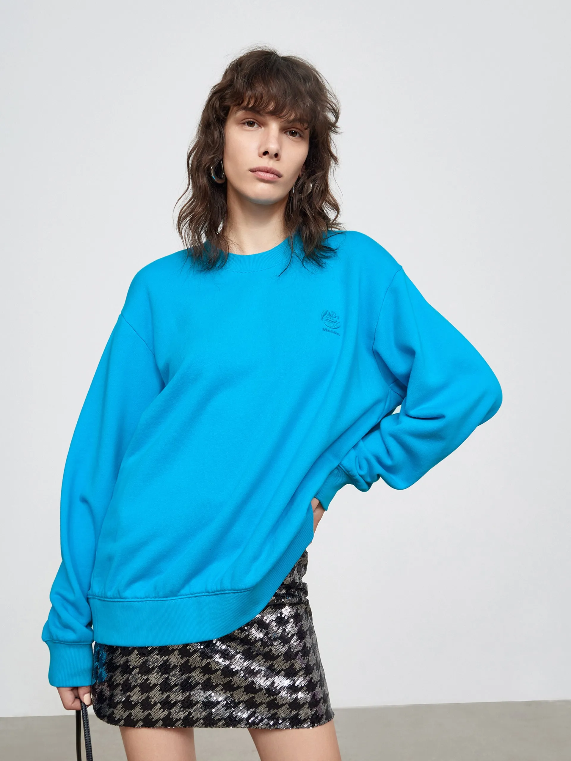 Cut Back Slit Cotton Sweatshirt