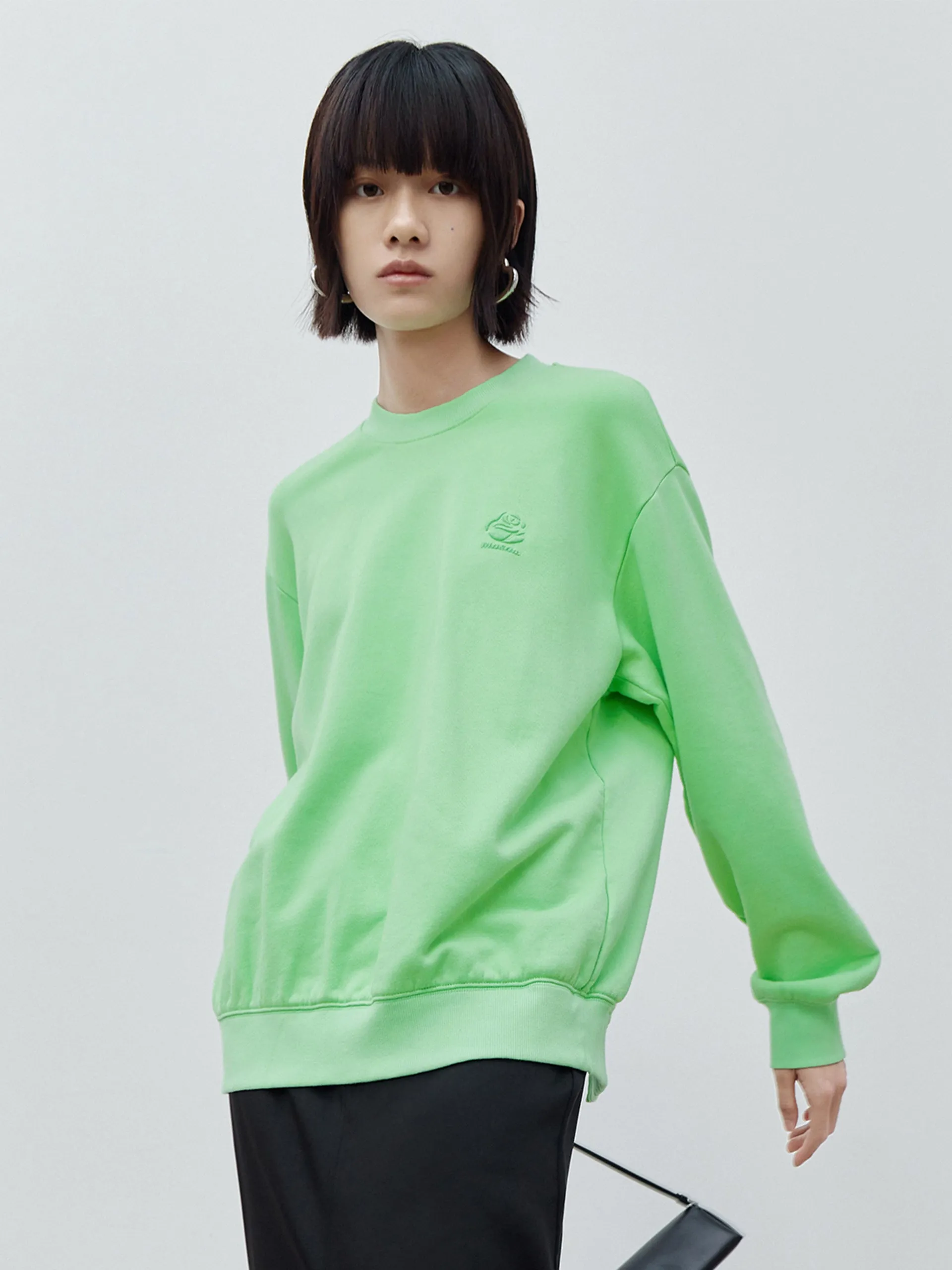 Cut Back Slit Cotton Sweatshirt