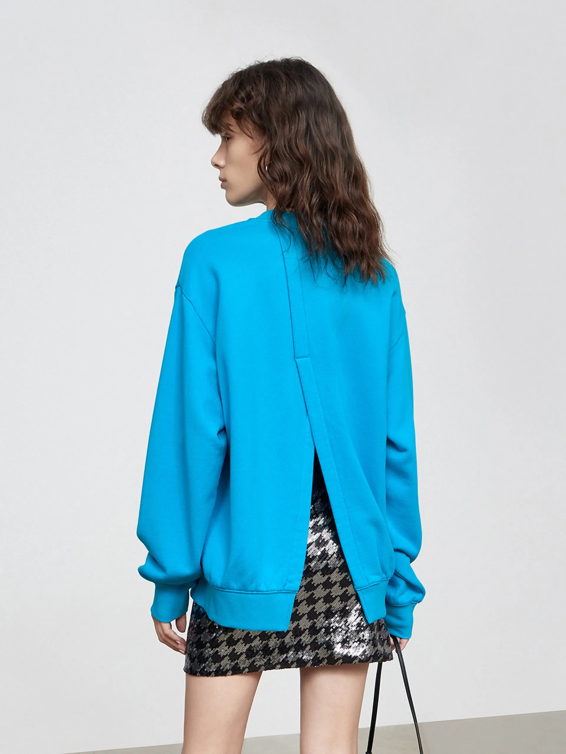 Cut Back Slit Cotton Sweatshirt