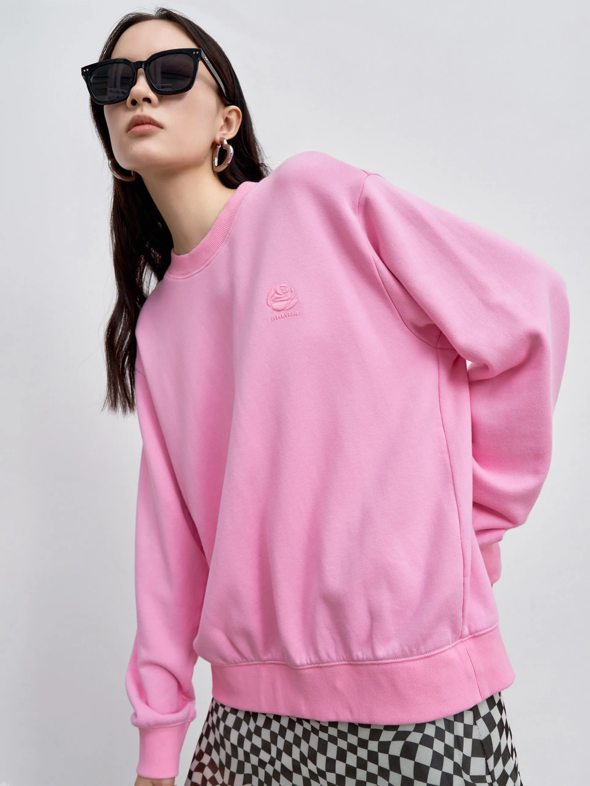 Cut Back Slit Cotton Sweatshirt