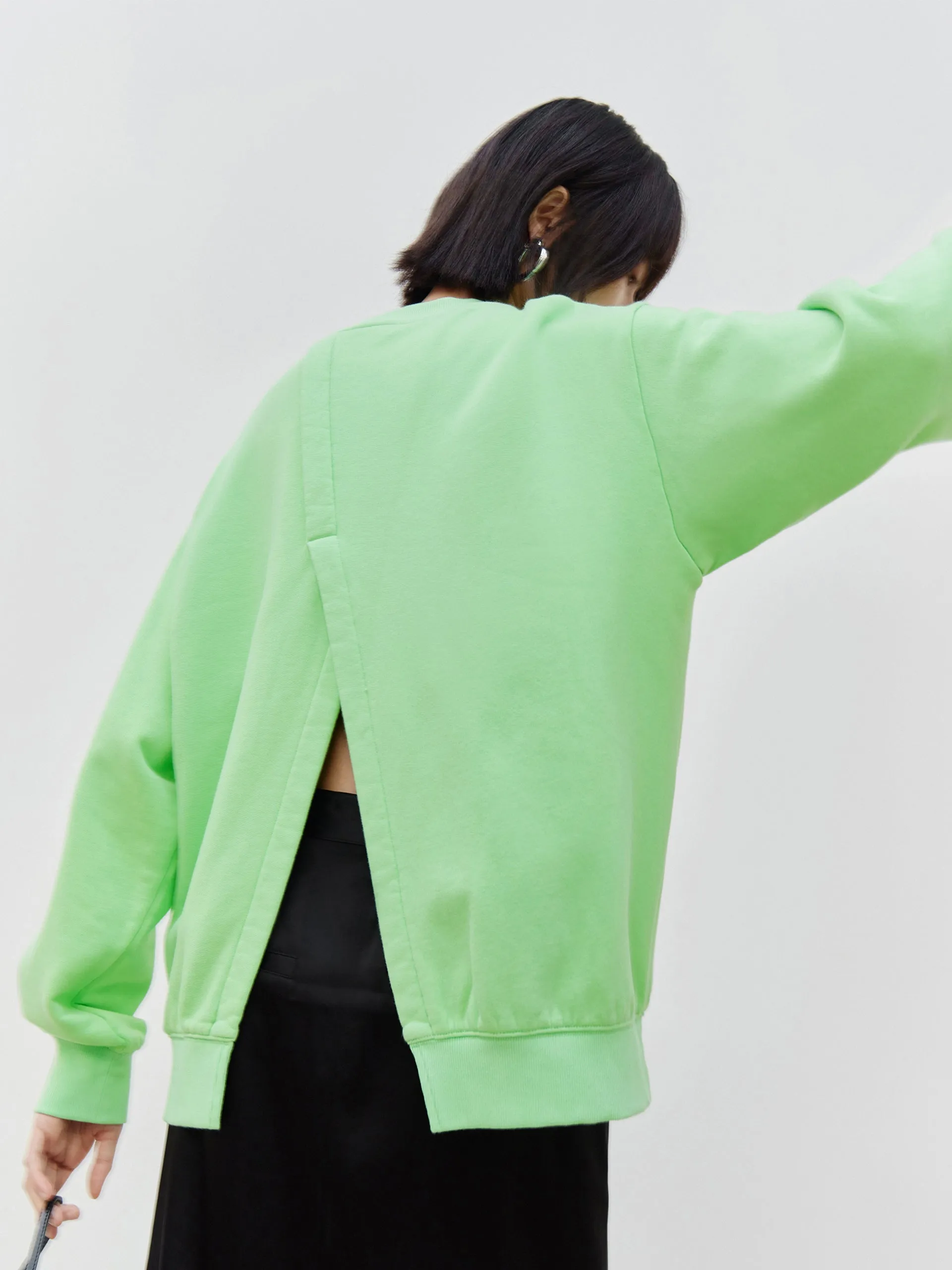 Cut Back Slit Cotton Sweatshirt