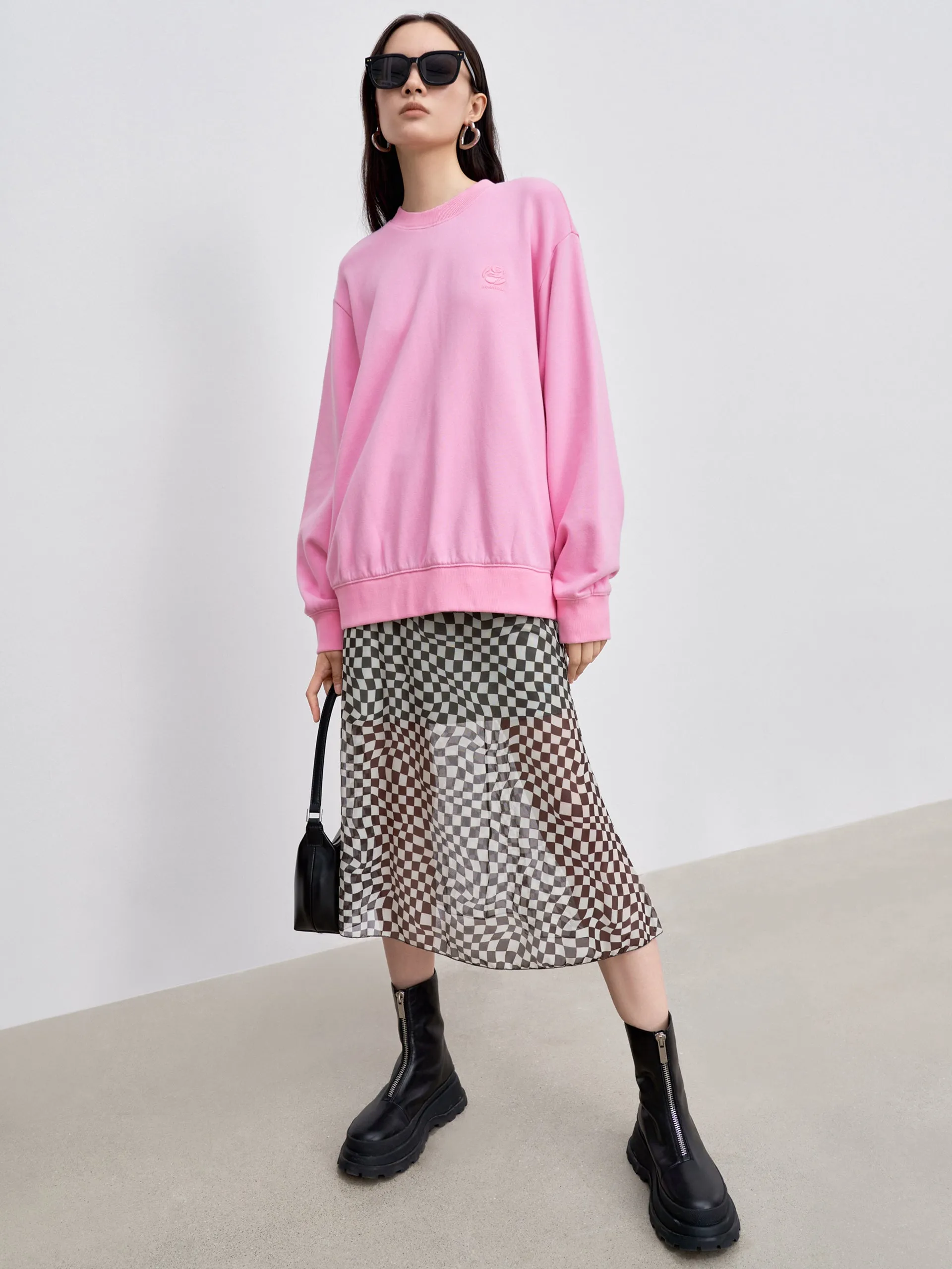 Cut Back Slit Cotton Sweatshirt