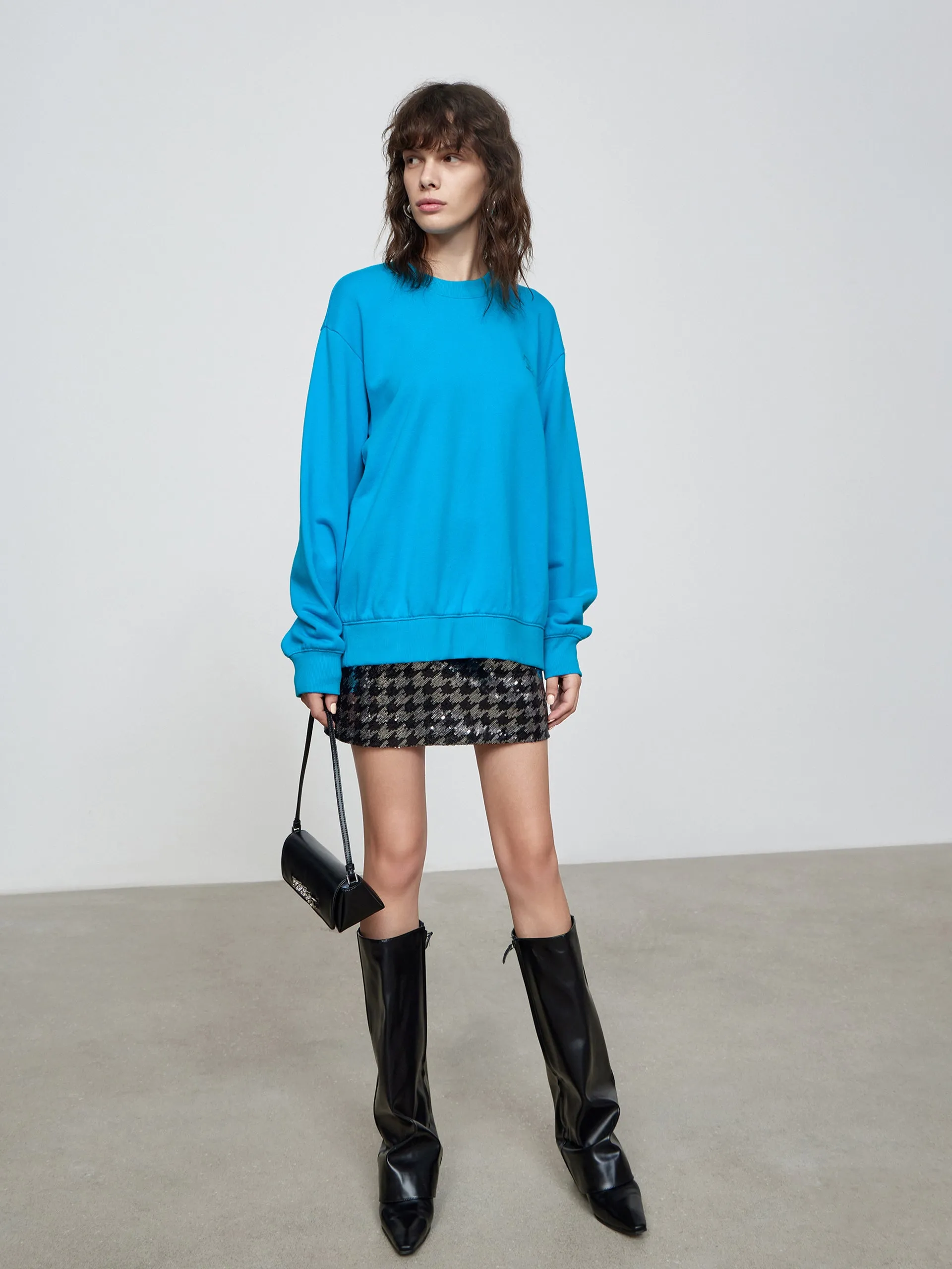 Cut Back Slit Cotton Sweatshirt