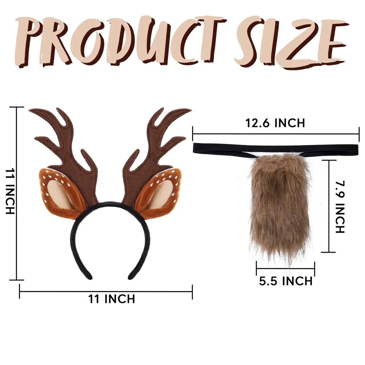 Deer Headband with Fawn Tail Accesories Set for Halloween Party