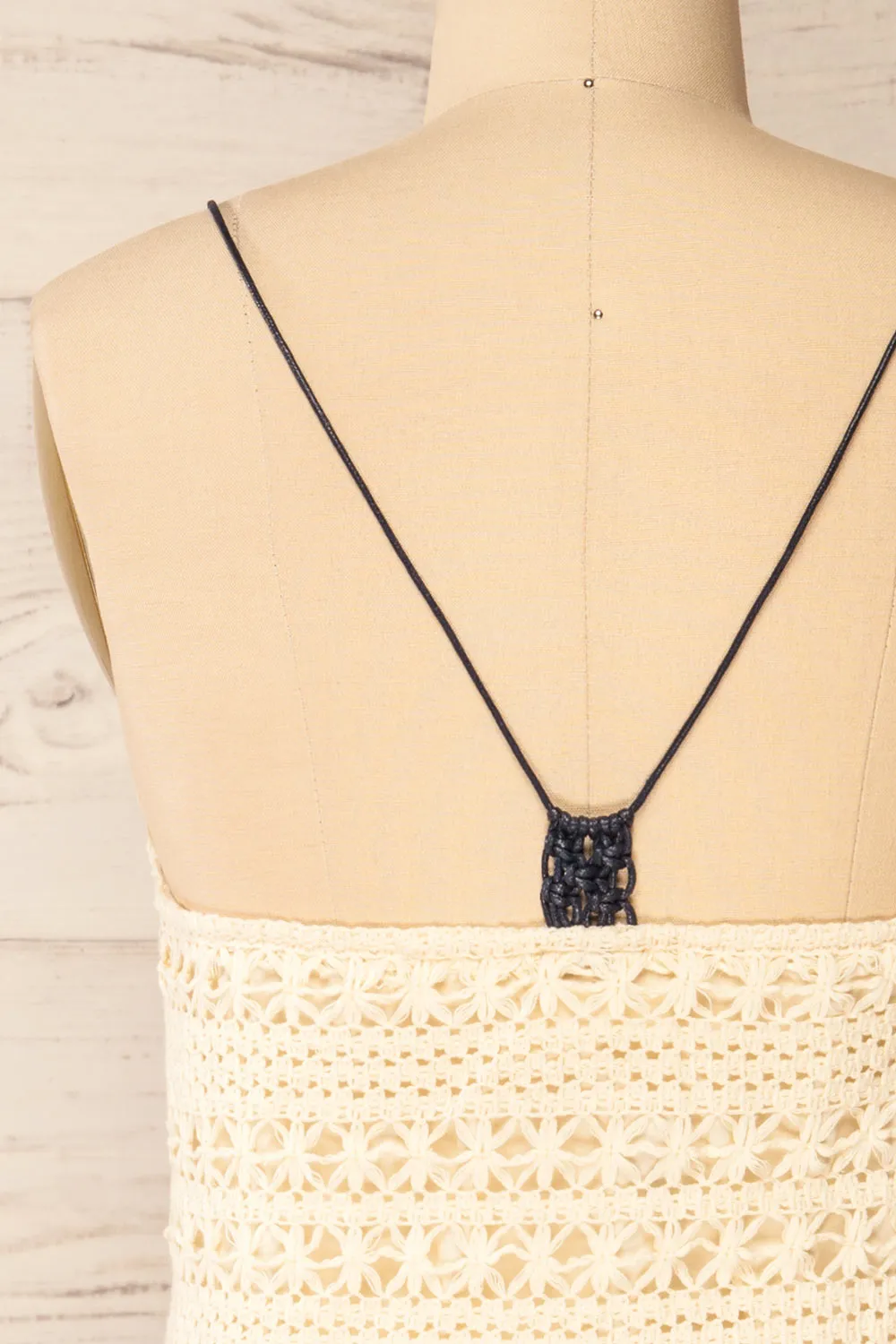 Denver | Beige Short Floral Crochet Dress