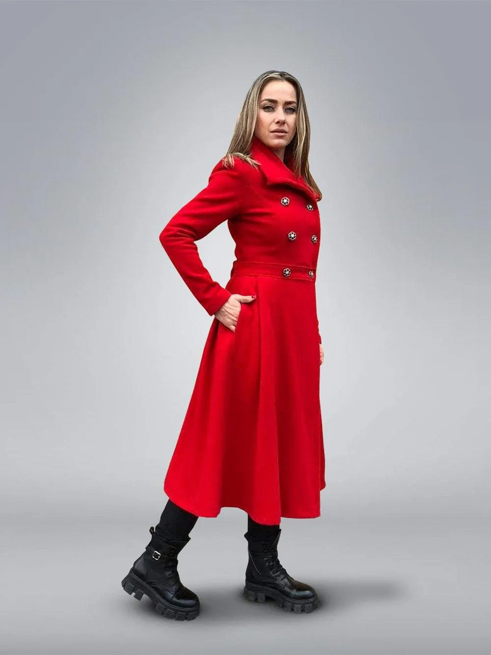 Double Breasted Red Coat