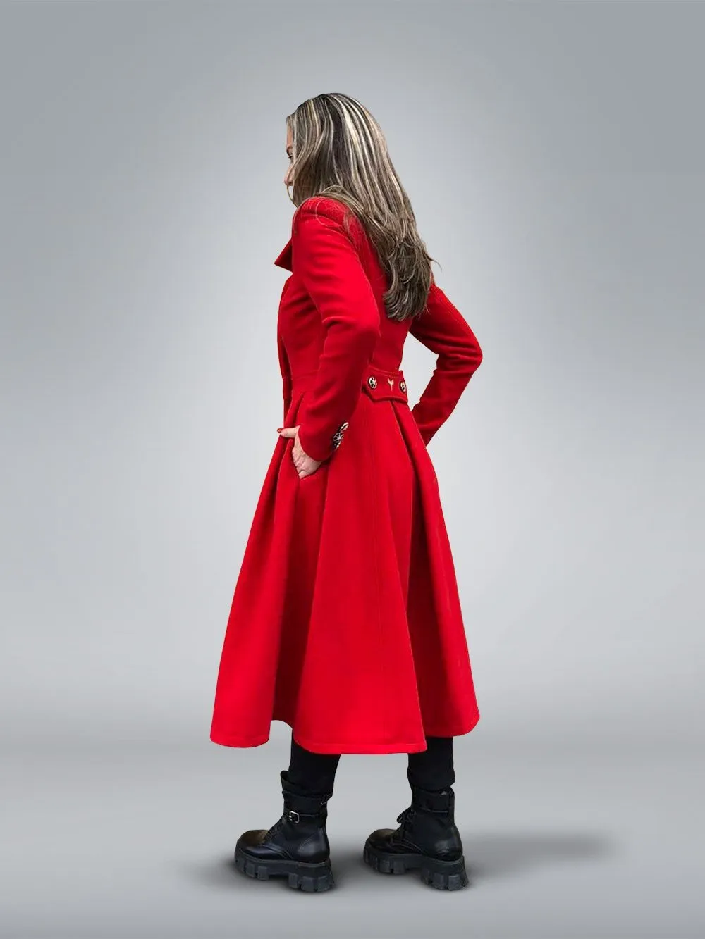Double Breasted Red Coat