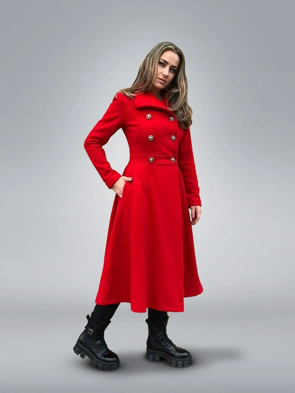Double Breasted Red Coat
