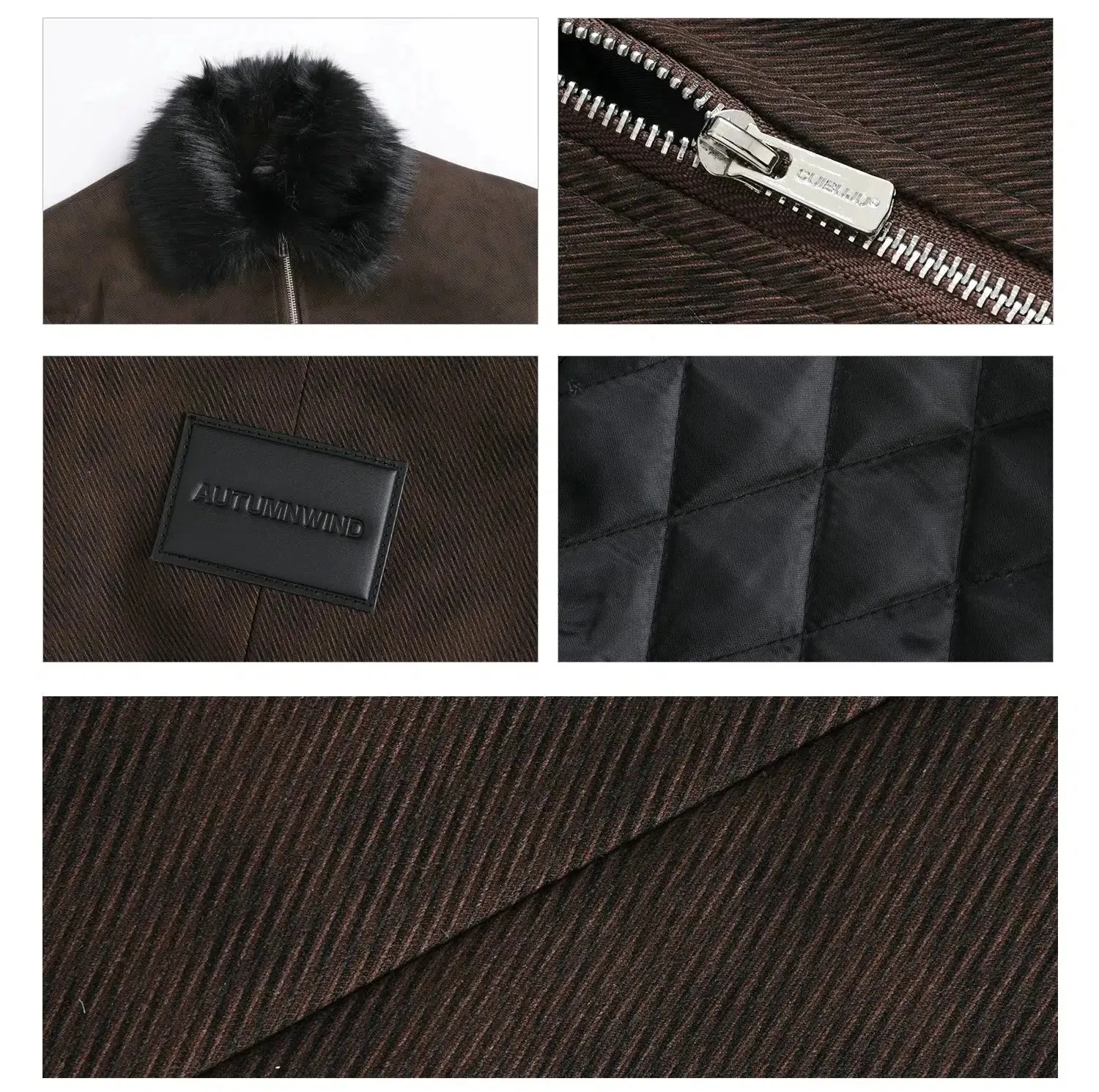 Faux Fur Collar Zipper Jacket