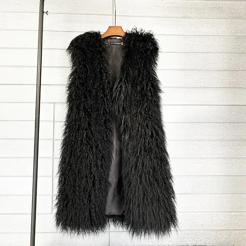 Faux Mongolia Sheep Fur Vests - Shop Winter Outerwear