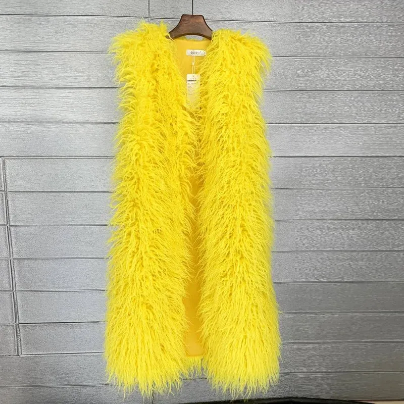Faux Mongolia Sheep Fur Vests - Shop Winter Outerwear