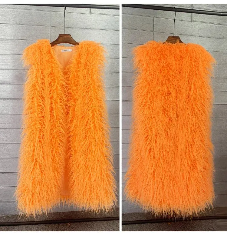 Faux Mongolia Sheep Fur Vests - Shop Winter Outerwear
