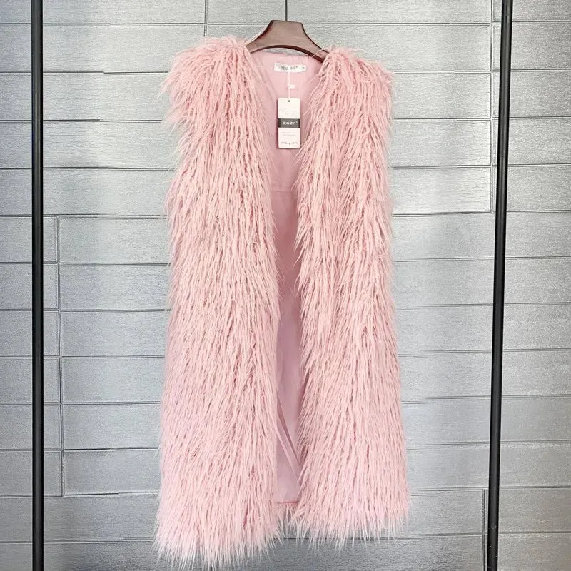 Faux Mongolia Sheep Fur Vests - Shop Winter Outerwear