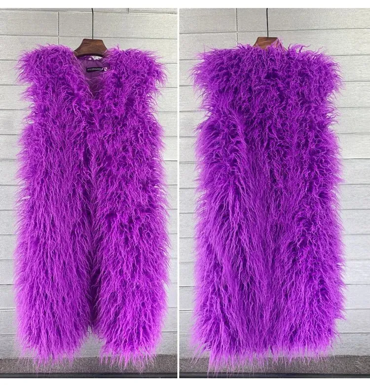 Faux Mongolia Sheep Fur Vests - Shop Winter Outerwear