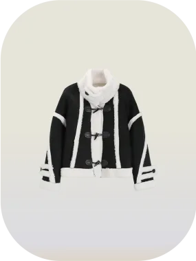 Faux Shearling Stand Collar Jacket