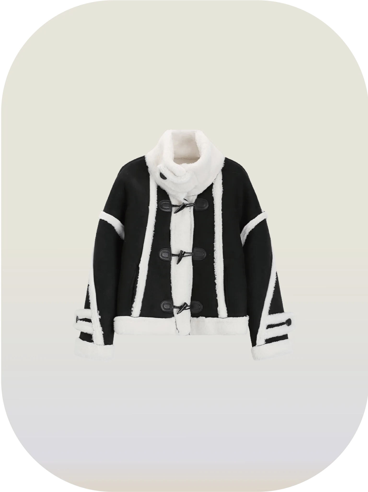 Faux Shearling Stand Collar Jacket