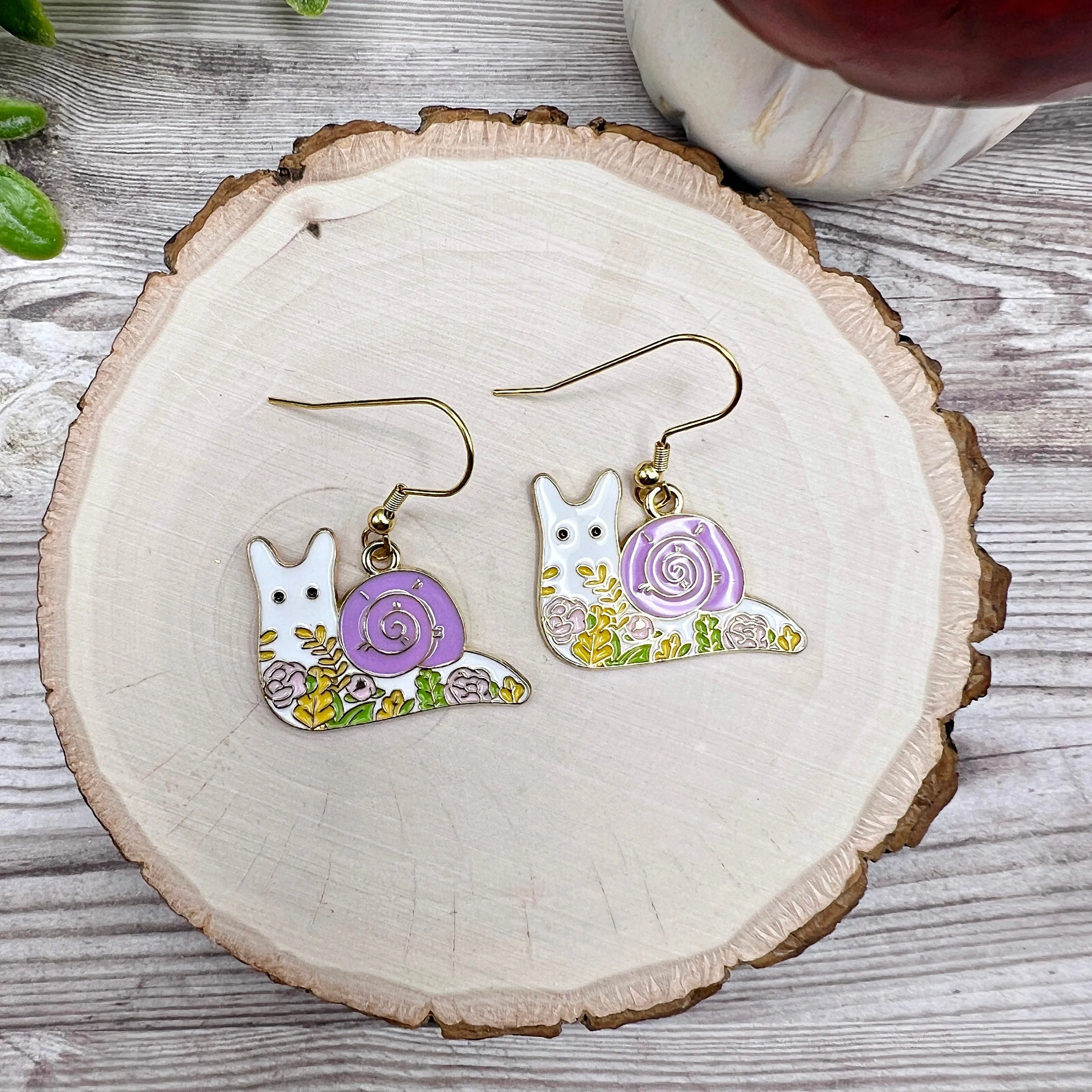 Floral Snail Animal  Earrings
