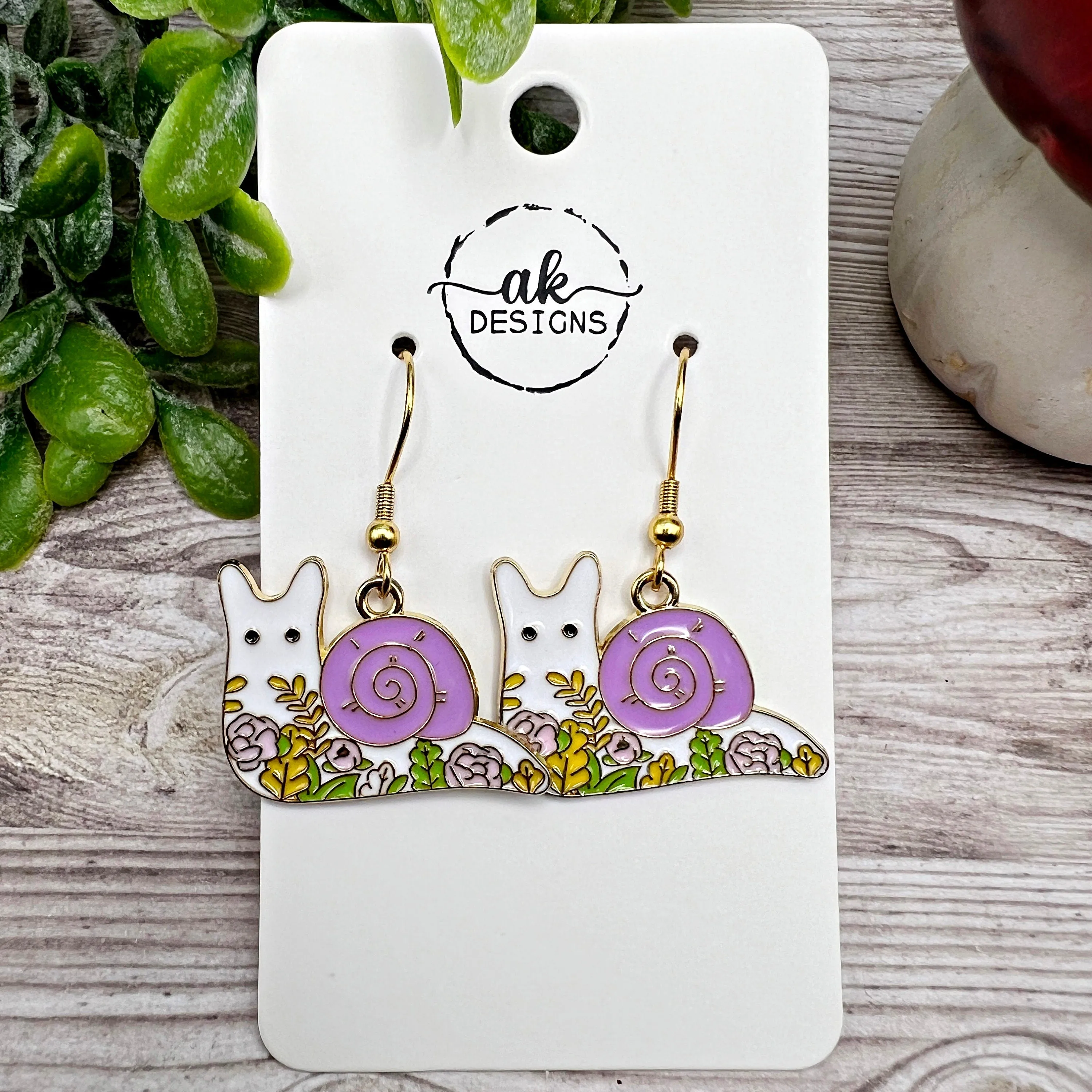 Floral Snail Animal  Earrings