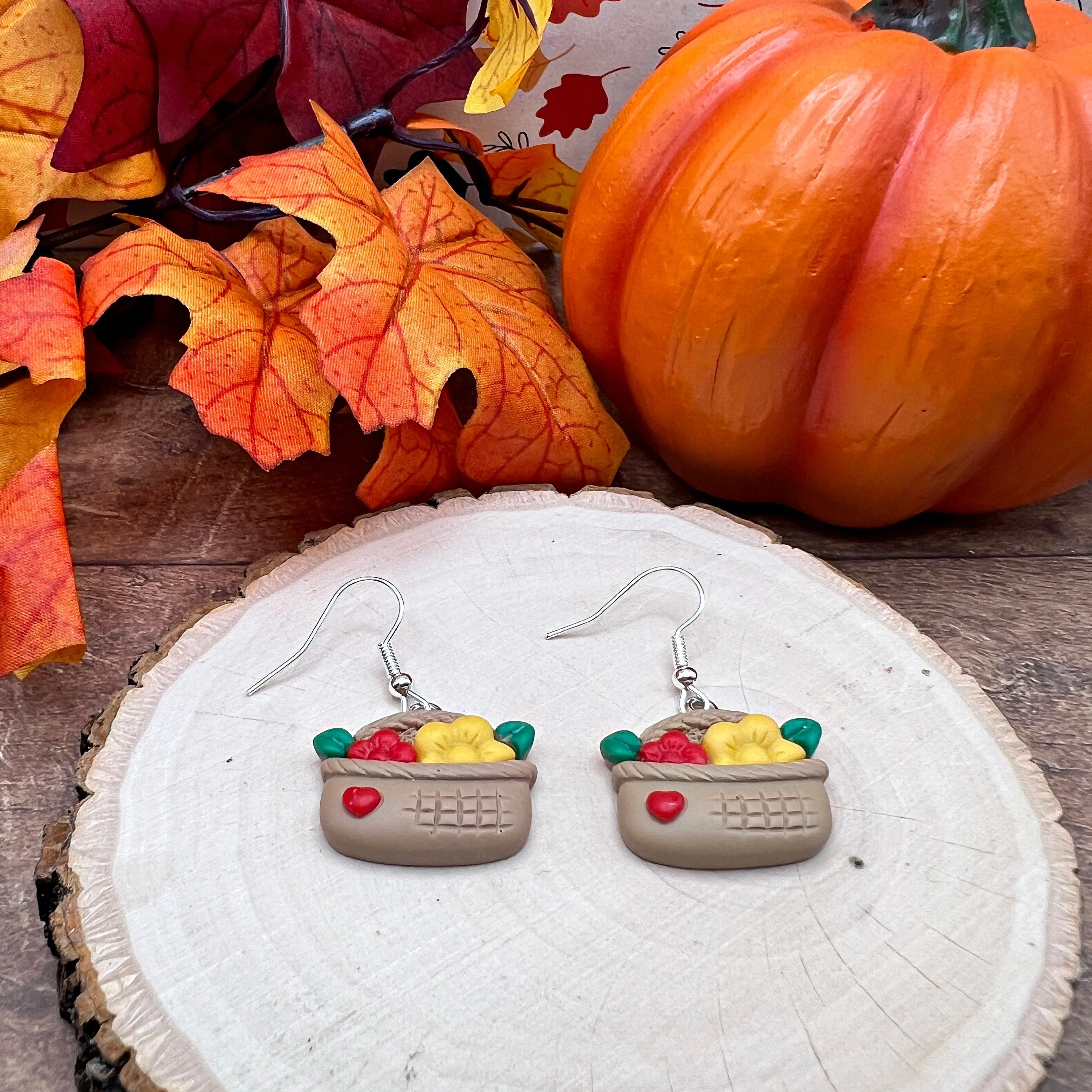 Flower Farmers' Market Harvest Basket Autumn Fall Plant, Hypoallergenic  Earrings - Clearance